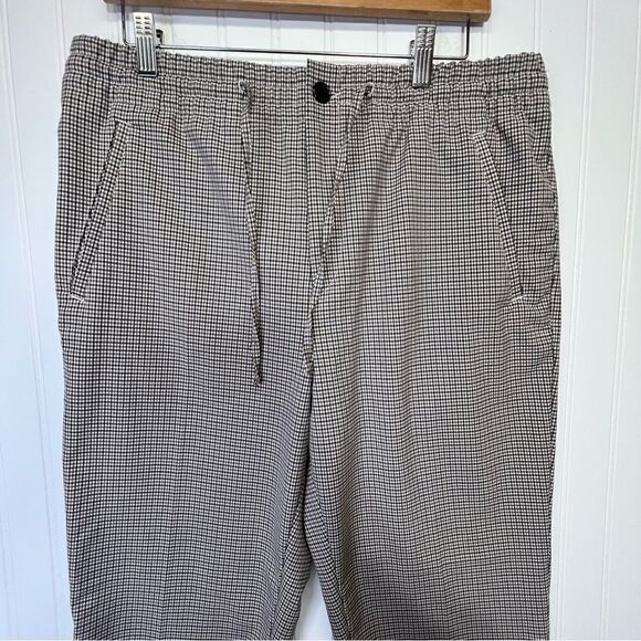 H&M M plaid Patterned work Pants elastic waist - Picture 13 of 13